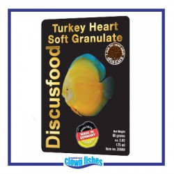DISCUS FOOD TURKEY HEART GRANULATE 1,5mm 80gr - Alimentazione Premium per Discus con Cuore di Tacchino